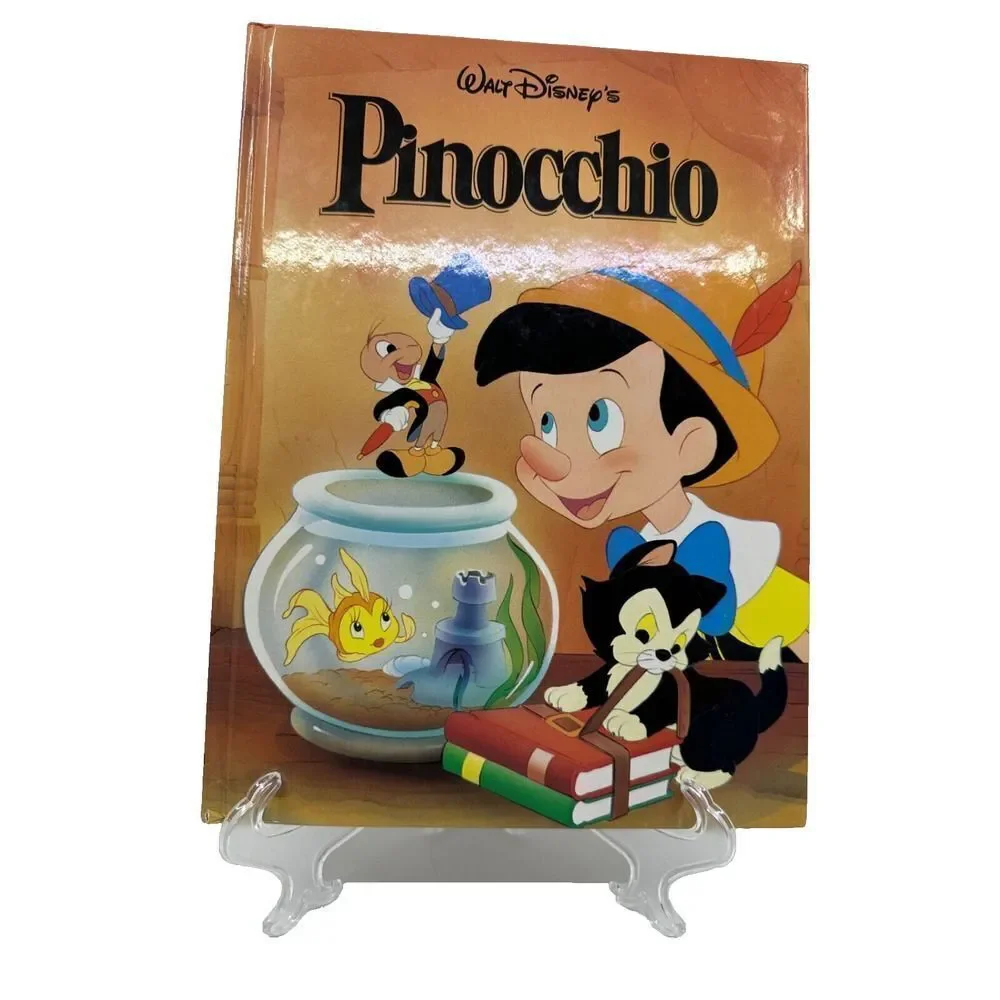 Disney Pinocchio Hardcover Book Kids OS Brown Good Vintage Classic Series
